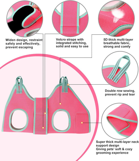 Dog Grooming Hammock, 2024 New Barbie Pink Small Dog Hammock for Nail Trim, Thick Fabric Neck Support