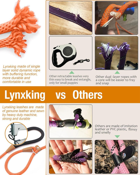 Lynxking Dog Training Leash Slip Lead - Strong Heavy Duty Braided No Pull, 5, 6, 8 FT
