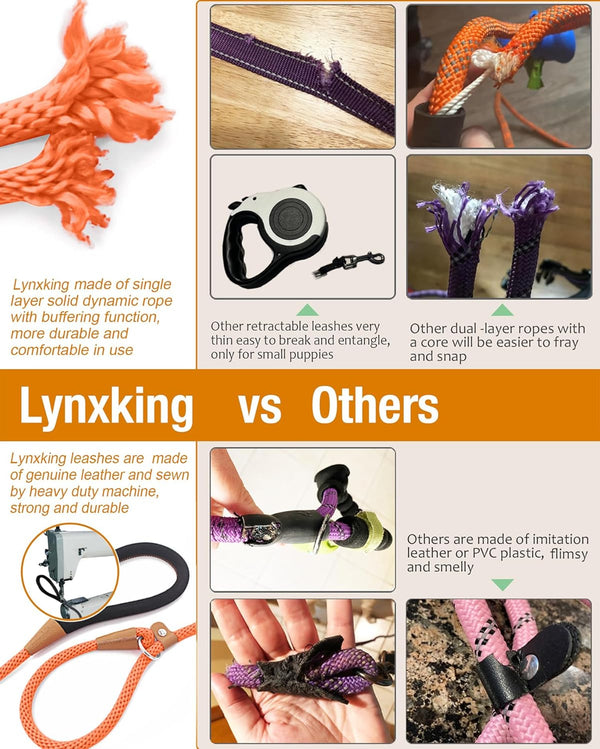 Lynxking Dog Training Leash Slip Lead - Strong Heavy Duty Braided No Pull, 5, 6, 8 FT