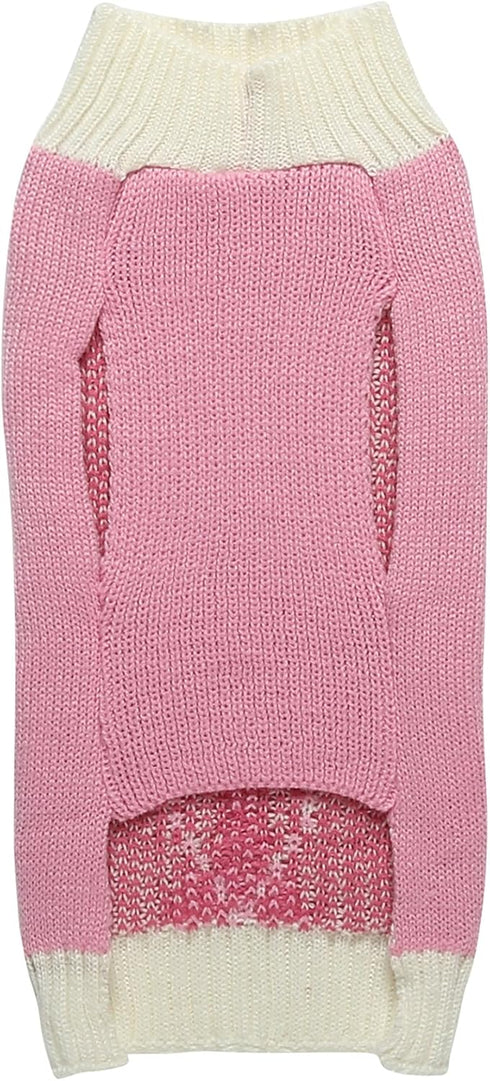Pink Argyle Knit Dog Sweater for Girls, Pet Clothes for Dog Coat Sweatshirt, Large (L) Girth 18-20"