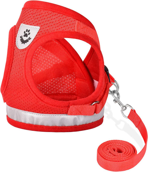 Cat and Puppy Harness with Leashes Set, Escape Proof Adjustable Reflective Soft Mesh Vest for Outdoor Harness