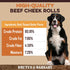 Premium Beef Cheek Rolls for Dogs 10-12" (5-Pack), Peanut Butter Flavored, Safe & Natural Rawhide Alternative Chews