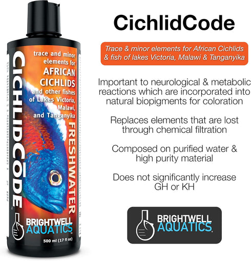Brightwell Aquatics CichlidCode - Trace and Minor Elements for African Cichlids, 125 ml