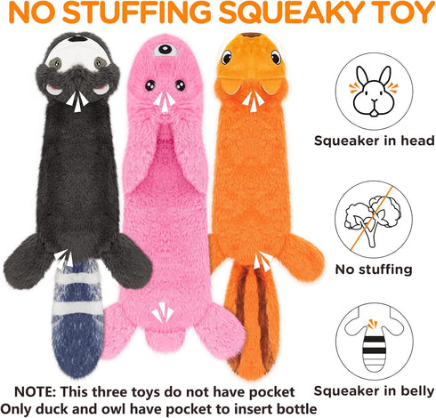 FIREOR Dog Squeak Toys - No Stuffing Plush Crinkle Water Bottle Chew Toy for Small, Medium, Large Breeds