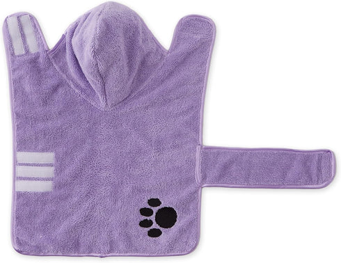 Bone Dry Pet Robe Collection, Embroidered Absorbent Microfiber Bath Robe with Adjustable Closure, Small, Lavender