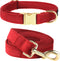 PetiFine Dog Collar and Leash Set, Adjustable Red Velvet Collar, Super Soft with Metal Buckle for Small Medium Large