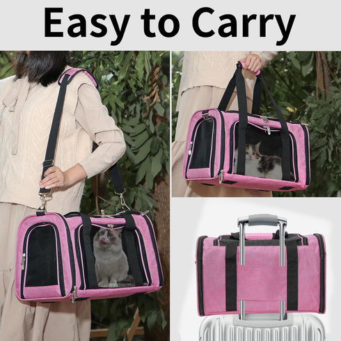LEHNI 16 Lbs, Soft-Sided Cat/Dog/Pet Carrier, Collapsible Pets Travel Carriers for Big Cats/Small Dogs with Shoulder