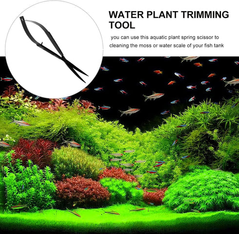 POPETPOP Aquatic Plant Scissors, Aquatic Spring Shears, Curved Aquarium Scissor Tool Kit for Fish Tank