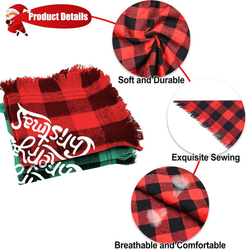 Malier 2 Pack Dog Bandana, Christmas Classic Buffalo Plaid Pattern with Tassels for Small Medium Large Dogs