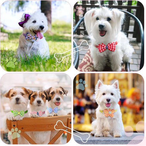 22 Pack Dog Bow Tie Dog Flower Collar, Adjustable Bowtie Dog Collar with Dot Print Bowknot Flower Neck Tie for Medium