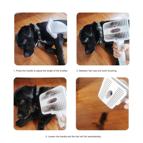 Dog Cat Brush for Shedding and Grooming,Self Cleaning Slicker Brush,Massage the skin,Easy to Clean Comb for Long or Short Haired Pets,use with Vacuum,Compatible with Vac 32mm&35mm
