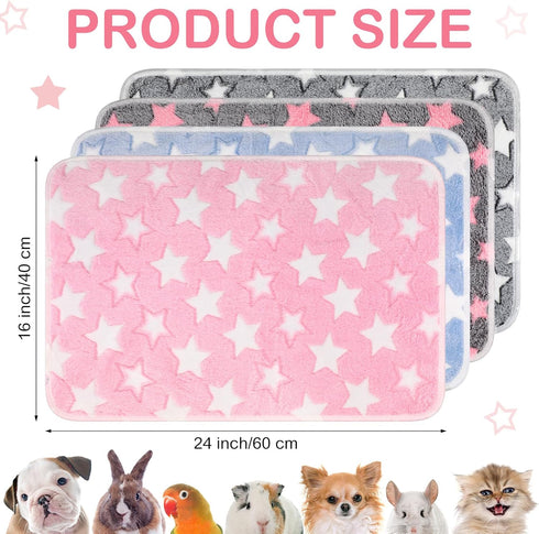 4 Pcs Waterproof Dog Blankets, 24 x 16 Inch Washable Puppy Blankets for Small Dogs, Reusable Pet Pee Pad, Multicolor