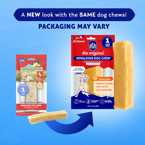 Himalayan Chew Original Yak Cheese Chew, Peanut Butter, 1 Large Stick, 3.3 oz, Gluten Free Treats