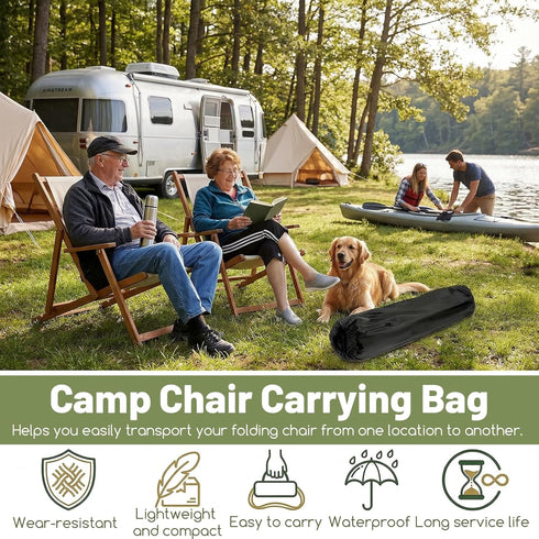 Nogeqi 80x20cm/31.5x7.87in Camping Chair Bag Replacement, Black Portable Folding Chair Bag with Shoulder Strap