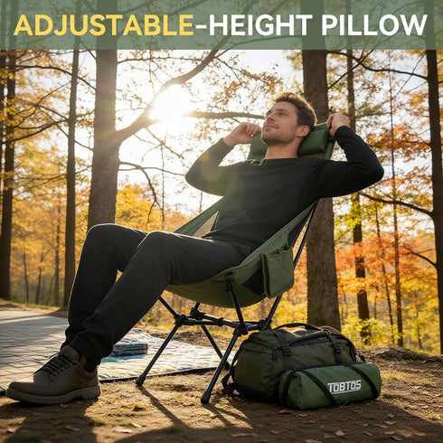 440 lbs, Backpacking Backpacking TOBTOS Portable High Back Camping Chair, Support Ultralight Folding Chair with Head