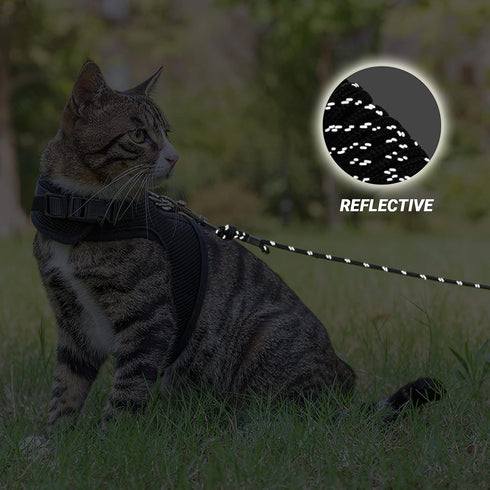 Cat Leash, 15 ft / 30ft Reflective Long Outdoor Leash for Walking, Training, Playing, Escape Proof for Cats and Small