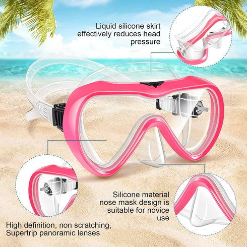 Supertrip Adult Swim Goggles - 2 Pack Snorkel Mask Diving Mask with Nose Cover, Tempered Glass