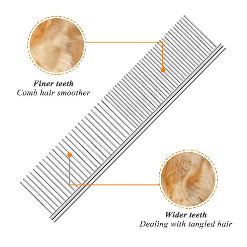 3 Pack Metal Comb for Dogs & Cats - Professional Grooming Tool for Long & Short Haired Pets (Large, Medium, Small)