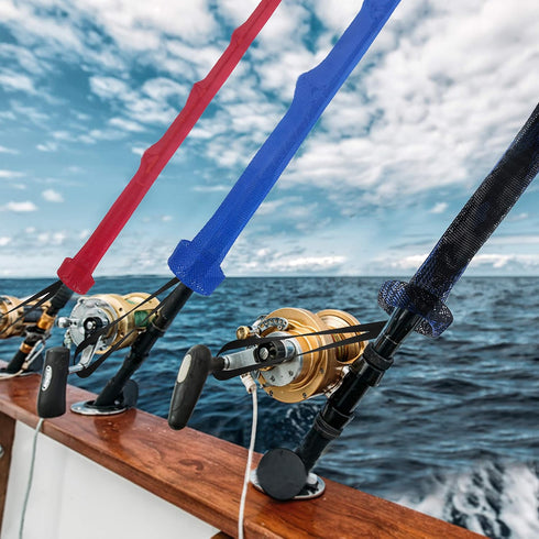 Fishing Rod Cover - 4 Pack Rod Sleeve Socks with Lanyard for Fly, Spinning, Casting, and Sea Fishing