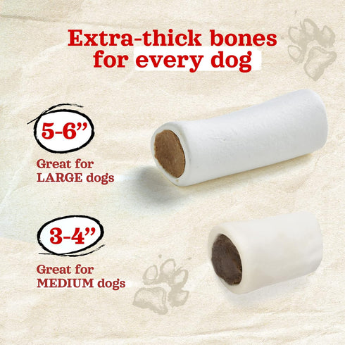 Natural Farm Filled Dog Bones, Bully Stick Flavor, 5-6 Inch, 3 Pack, Limited Ingredient Stuffed Dental Treats