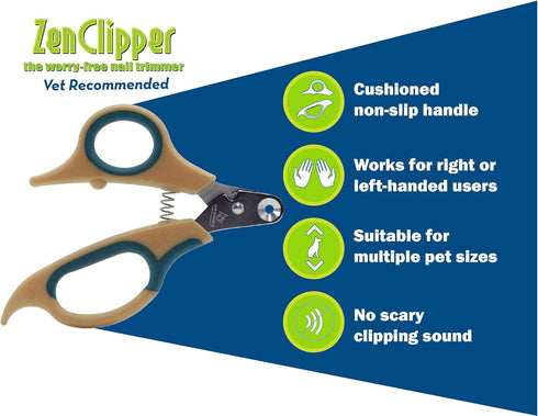Zen Clipper Pet Nail Clipper for Dogs, Stainless Steel Dog Nail Trimmer, 3.5mm Hole
