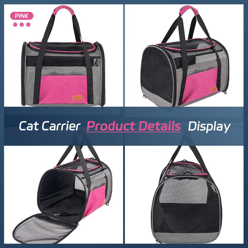 Eniosvar 20 lbs Large Cat Carrier for Pets - Soft Sided Breathable Mesh Travel Carrier, Airline Approved, Washable
