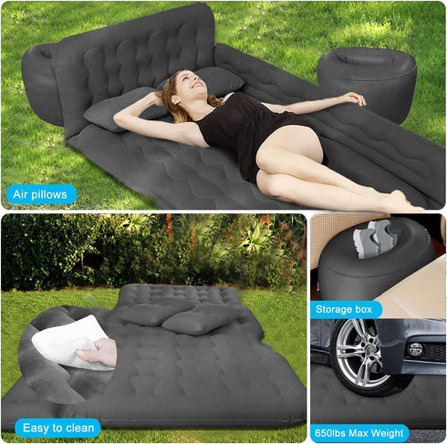 2 2 ISWEES Car Bed SUV Air Mattress, Car Air Mattress with Electric Pump, Inflatable Pillows and Footrests for Back