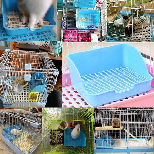 Chinchilla Hamiledyi Small Animal Rabbit Litter Toilet,Plastic Square Cage Box Rat Potty Trainer Corner Grate Litter