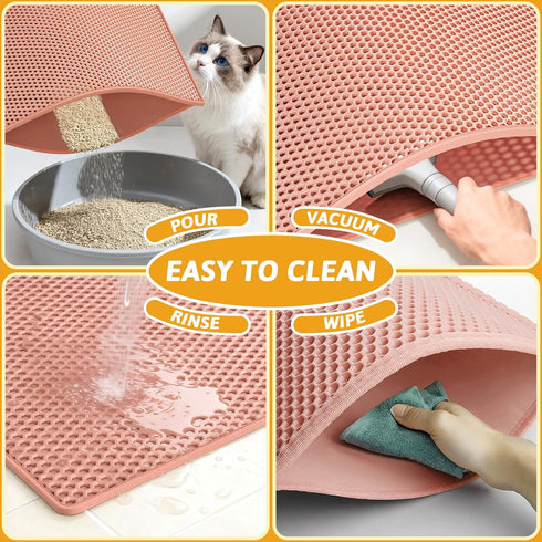 1 Pack 30x24 Inch (Pack 1)) Pieviev Cat Litter Mat Double Layer Waterproof Urine Proof Trapping Mat (Red