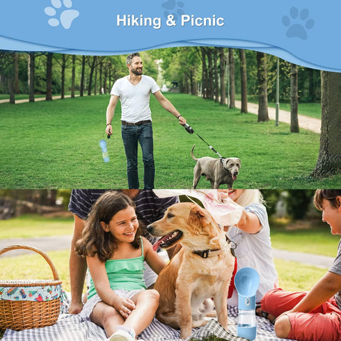 Dog Water Bottle, Multifunctional Portable Bottle with Food Container for Outdoor Activities, Blue