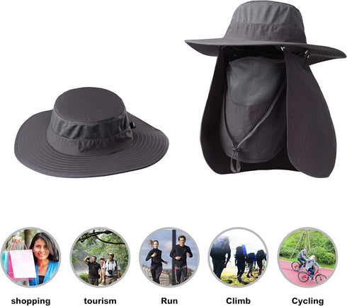 KOOLSOLY Fishing Hat - Sun Cap with UPF 50+ Sun Protection and Neck Flap for Men and Women