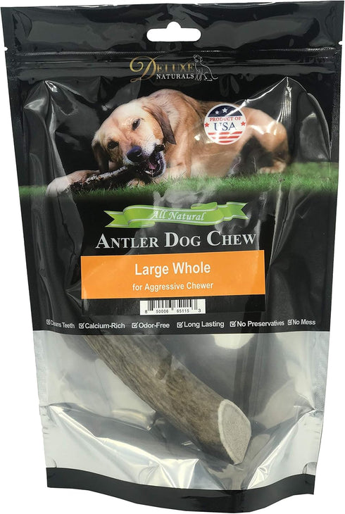 Elk Antler Chews for Dogs - Naturally Shed USA Collected A-Grade Premium Elk Antler Dog Chews, Single Pack Large Whole
