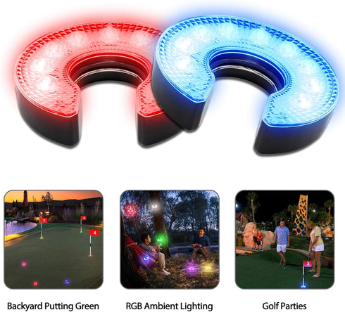 KINGTOP LED Golf Hole Lights, Light Up Night Golf, EZ Install Glow Lamp for Backyard Putting Green