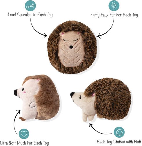 FRINGE STUDIO Pet Toy, Small Dog Toy Set, Hedgehogs, 3 Pieces