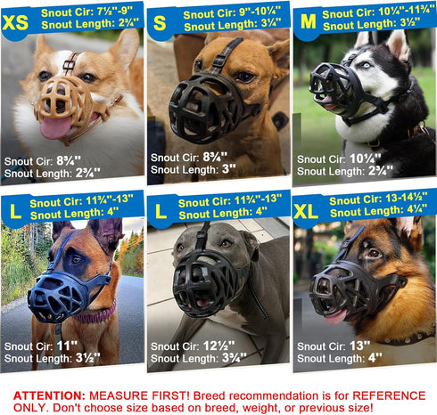 Mayerzon Dog Muzzle - Breathable Basket Muzzles for Small to X-Large Aggressive Dogs, Cage Mouth Guard for Training