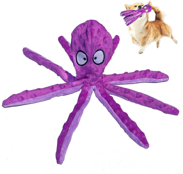 Squeaky Dog Toys, Durable Plush Puppy Toys for Small, Medium and Large Breeds, Tough Dog Toys for Boredom (Purple