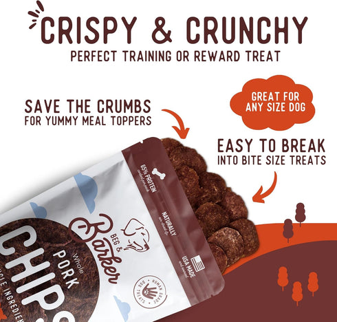 (8 Pack 1) Beg & Barker Pork Chips for Dogs Ounce, of - Single Ingredient Dog Treats Made for Large & Small Dogs