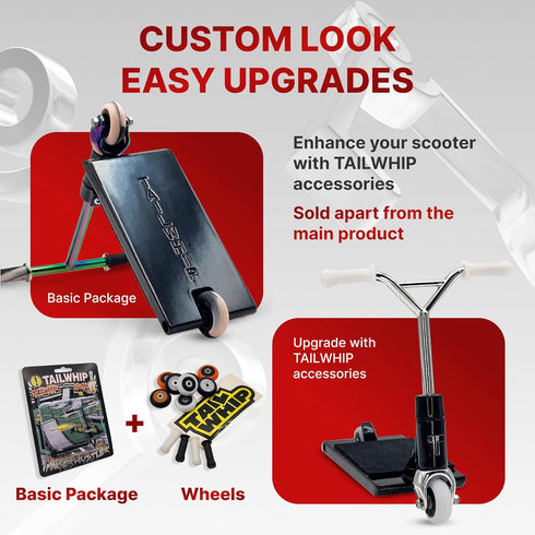 TAILWHIP Finger Scooter Metal, Durable Mini Scooter for Incredible Tricks, Compatible with Tech Deck Fingerboards