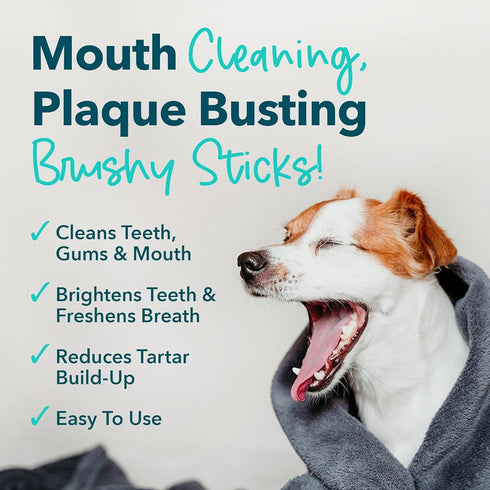iHeartDogs Brushy Sticks - Dental Treats for Dogs, Grain-Free Chews for Plaque and Tartar Removal