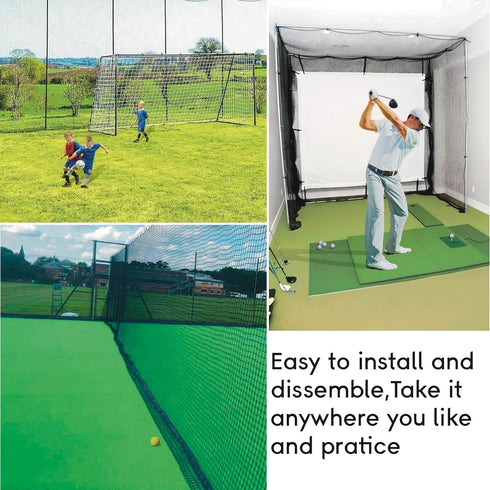 Heavy Duty Nylon Golf Practice Net, Outdoor Indoor Hitting Net with Wire Hanging Kit for Golf, Baseball, Soccer
