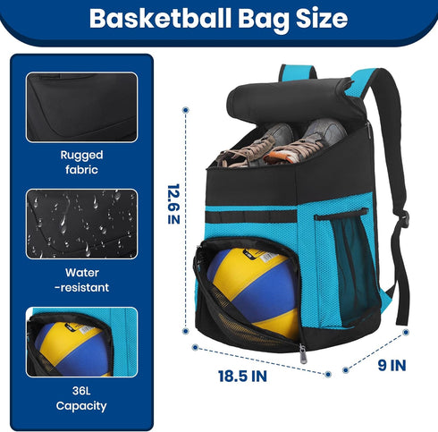 Backpack Hsmihair Basketball Large Sports Bag for Men&Youth,Gym Bag with Separate Ball & Shoes Compartment,Travel Bag