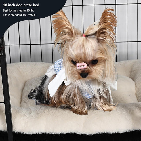 Washable Dog Crate Bed for XX-Small Dogs, Deluxe Thick Flannel Comfy Kennel Pad, Anti-Slip Pet Sleeping Mat, 18 x 12