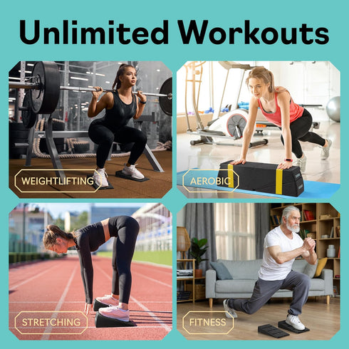 Squat Wedge Set of 5, Turns Into Aerobic Step Platform, Slant Board for Calf Stretching, 520 LBS Weight Capacity