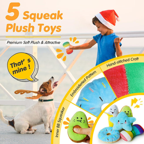 Zeaxuie 25 Pack Luxury Dog Chew Toys - Puppy Chew Toys with Ropes, Treat Ball and Squeaky Toys for Teething Small Dogs