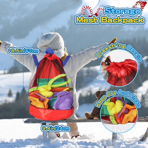 32Pcs Elovien Snow Toys Snowball Maker Snow Molds for Kids Outdoor with Foldable Snow Sleds, Long Shovels Tool, Snowman