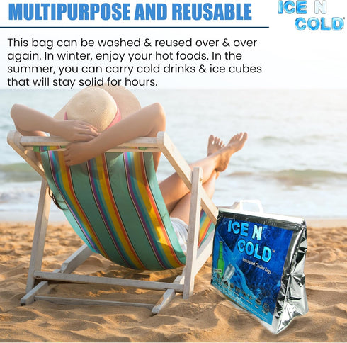 35 lbs (Pack 1) ICE N COLD Insulated Cooler Bag - Large Capacity of | Lightweight, Soft, Collapsible | Ideal