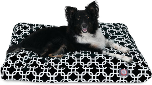Black Links Medium Rectangle Indoor Outdoor Pet Dog Bed - Removable Washable Cover by Majestic Pet Products