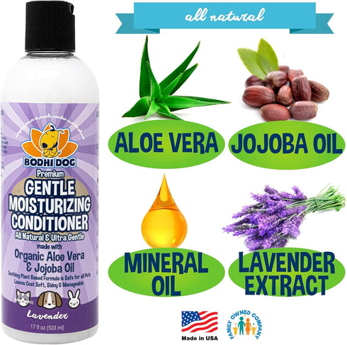 Bodhi Dog Gentle Moisturizing Conditioner, Plant-Based Dog Conditioner with Aloe Vera & Jojoba Oil, Lavender (17oz)