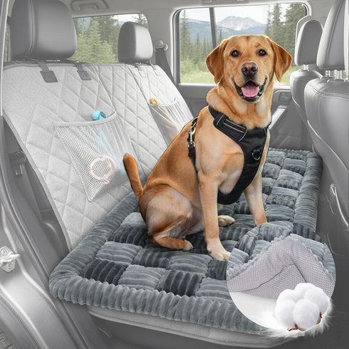 AiQInu Dog Car Bed for Back Seat, Washable Plush Dog Seat Cover,