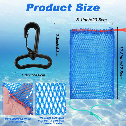 AojSup 6 Pcs Crab Trap Bait Bags with Locker, Portable Fish Trap Outdoor Sports Style Crab Snare Mesh Bait Traps Shrimp